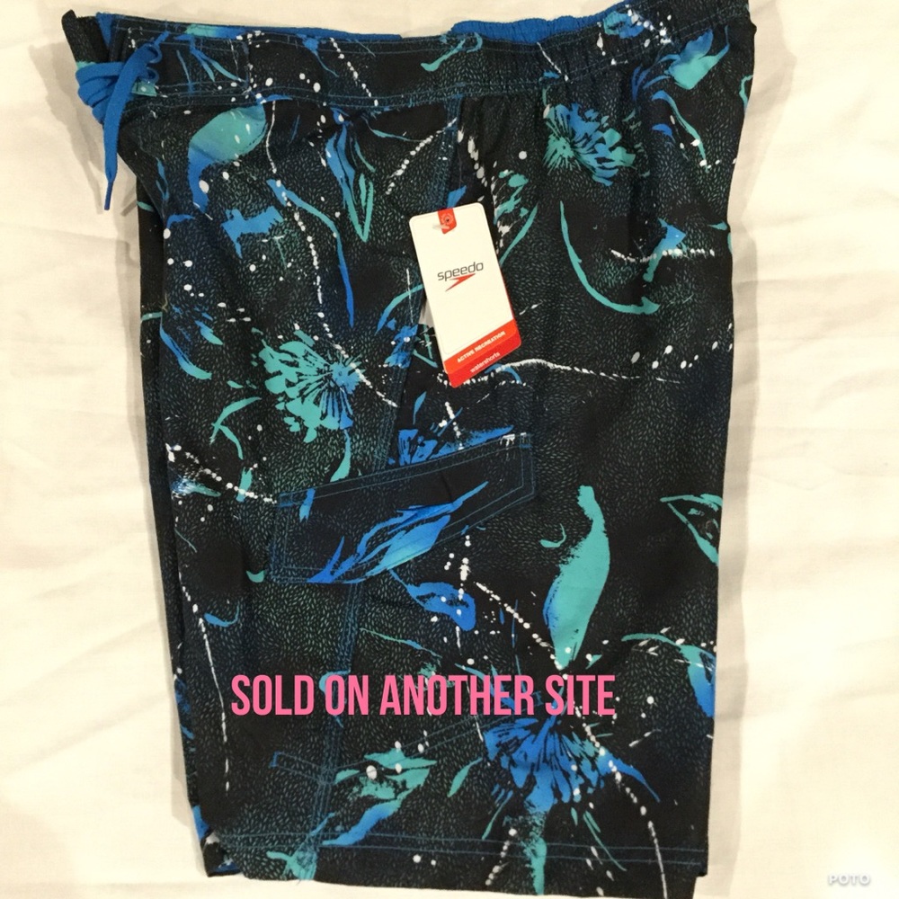NWT Mens Speedo Blue Aster Floral Swim Shorts